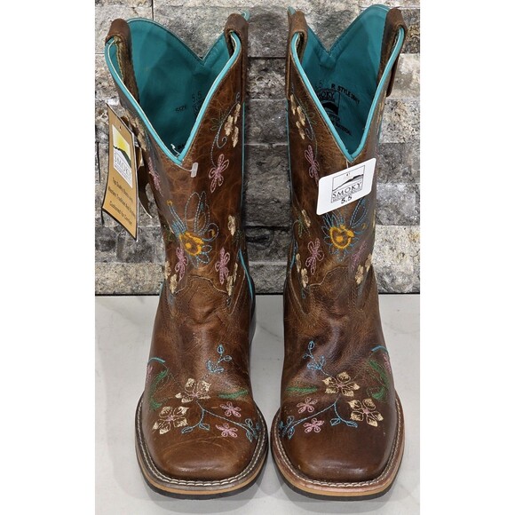Smoky Mountain Girls Floralie Western Boots Brown Embroidered Square Toe 5.5 - Picture 5 of 15